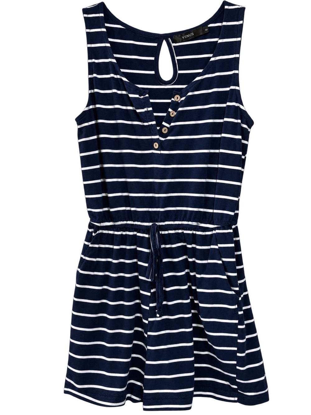 YIBOCK Navy & White Striped Romper – Size Small